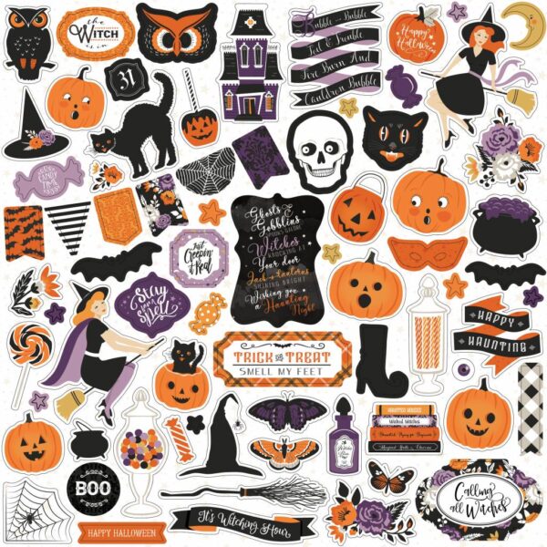 echo park bewitched 12x12 inch sticker sheet be166