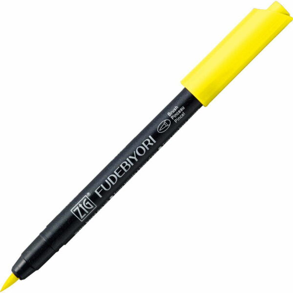 id 051 lemon yellow zig kuretake fudebiyori brush lettering pen water based dye ink