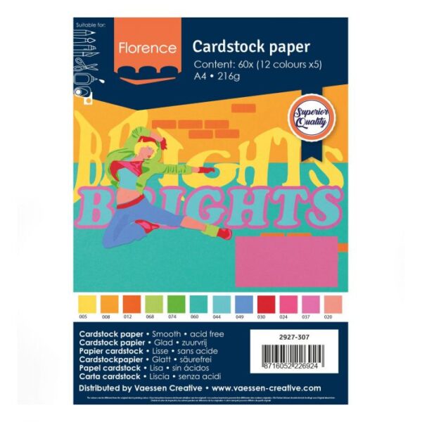 2927 307 Florence Smooth Cardstock Pack Bright A4