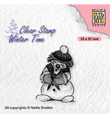 WT005 nellie shy snowman stamp