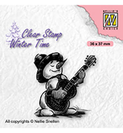 WT008 nellie snowman with guitar stamp