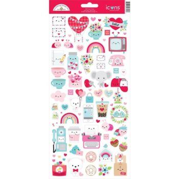 doodlebug design lots of love icons stickers 7572