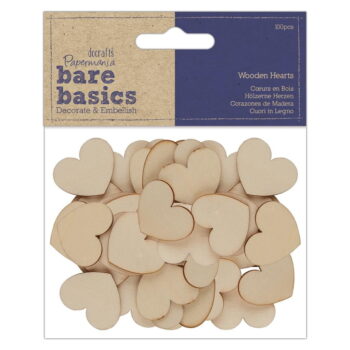 papermania bare basics wooden hearts 100pcs pma 17