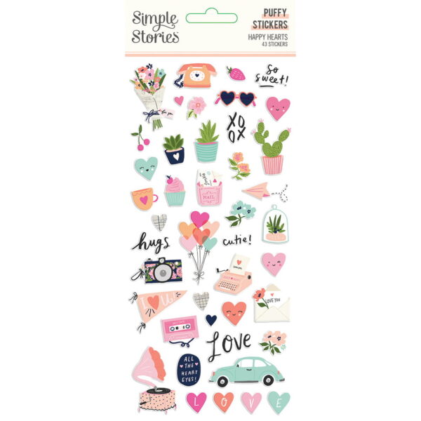 simple stories happy hearts puffy stickers 16919