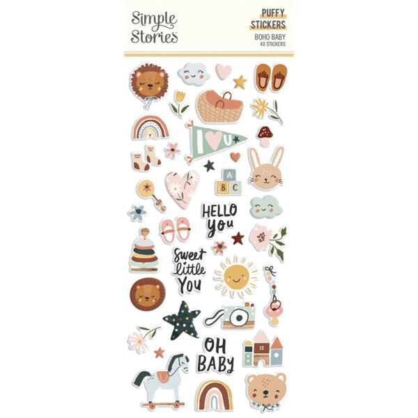 simple stories boho baby puffy stickers 17523
