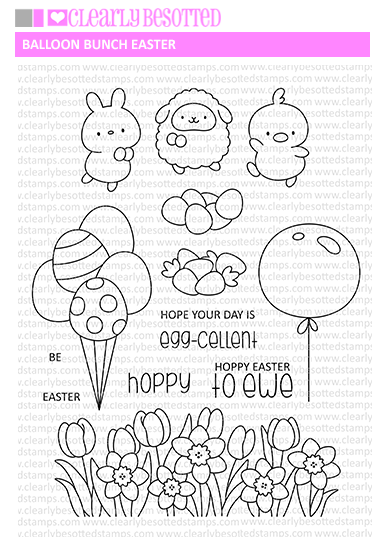 Clearly Besotted Clear Stamps Balloon Bunch Easter