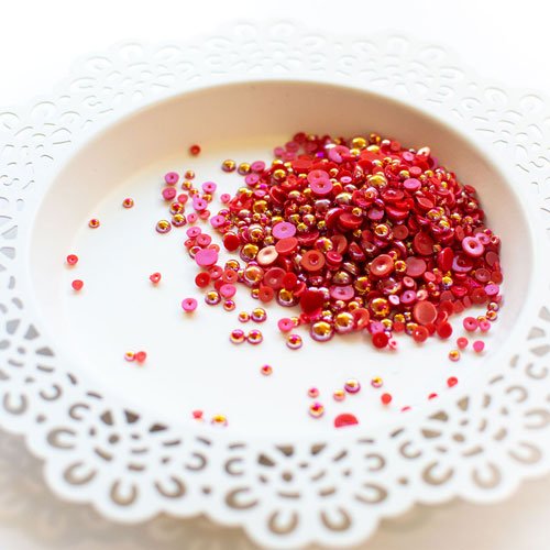 Pretty Pink Posh Clay Confetti Ruby Red Pearls