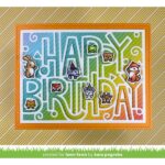LF3103 Lawn Fawn Stand Alone Cutting Dies Giant Outlined Happy Birthday landscape example 2