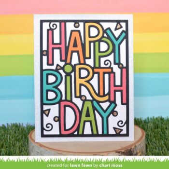 LF3104 Lawn Fawn Stand Alone Cutting Dies Giant Outlined Happy Birthday portrait example