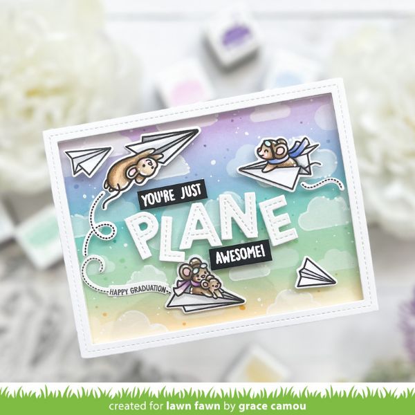 LF3132 Lawn fawn clear stamps just plane awesome sentiment trails vb1