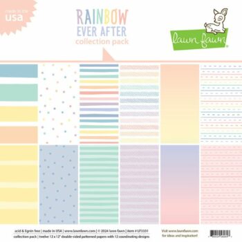 LF3331 lawn fawn rainbow ever after cardstock collection pack 12